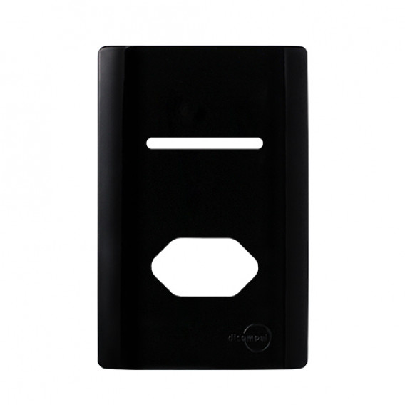 Placa p/ 1 Interruptor + tomada 4x2 - Novara Preto Brilhante